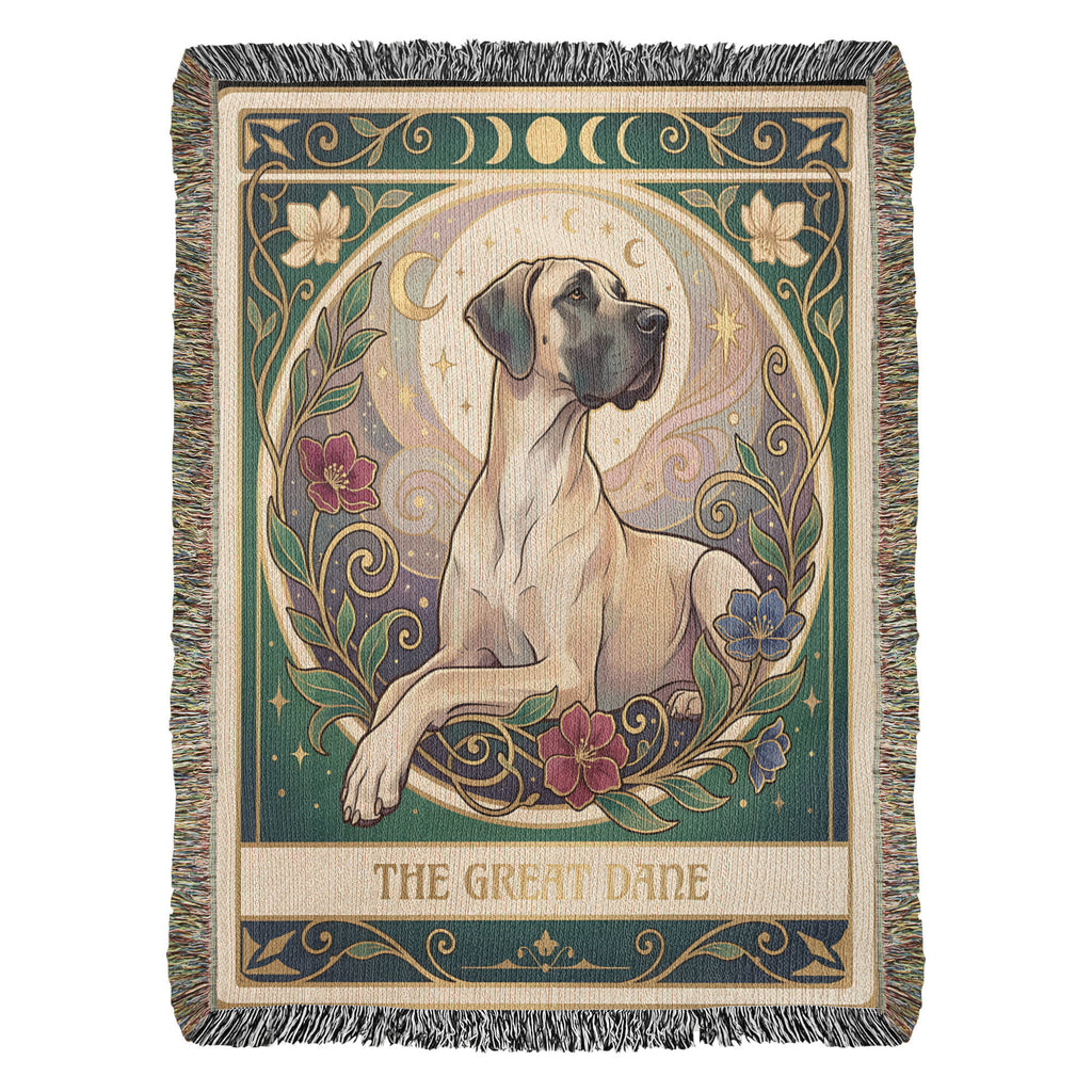 🐾 Woven Blanket Tarot Card - Great Dane Stained Glass
