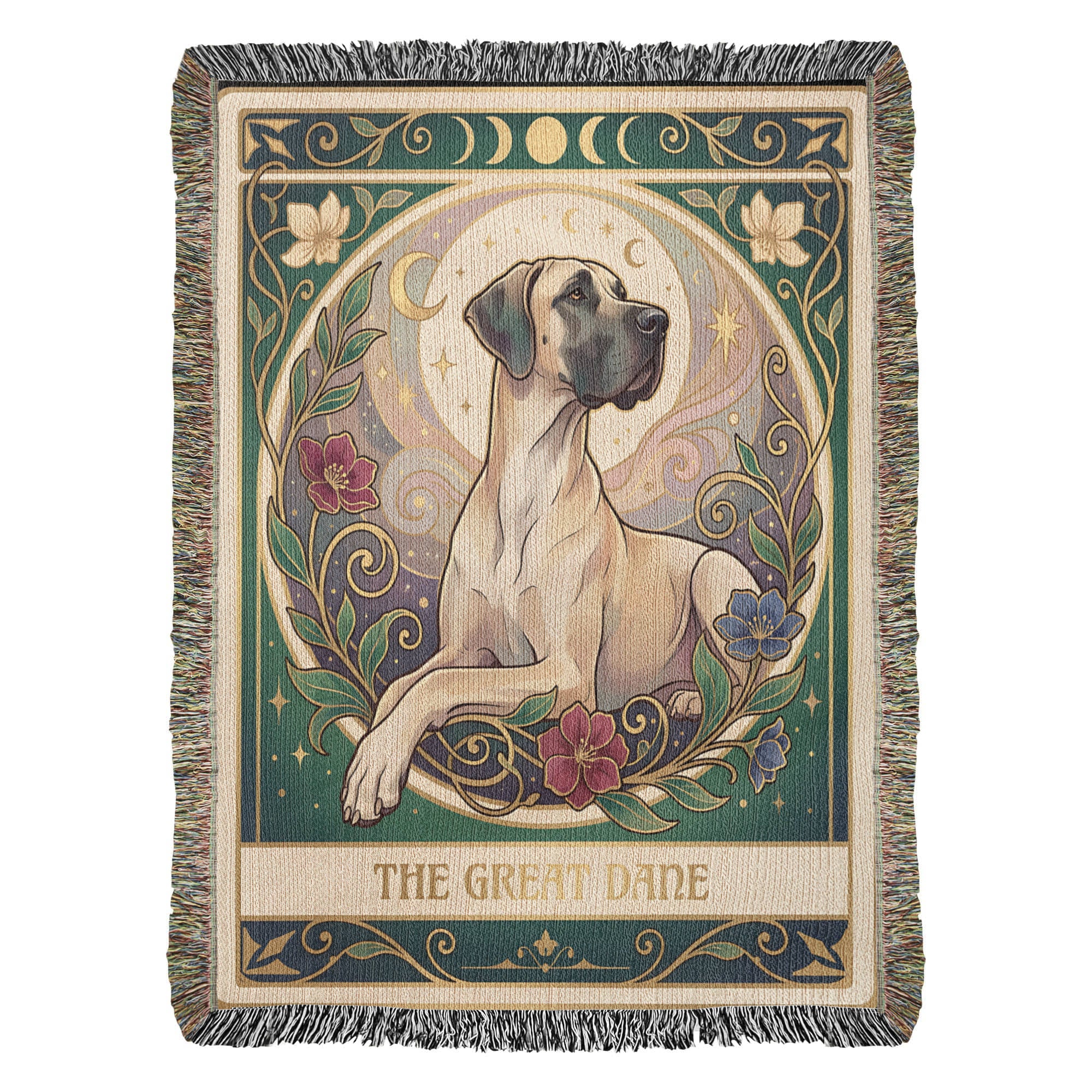 🐾 Woven Blanket Tarot Card - Great Dane Stained Glass