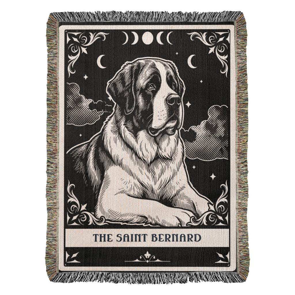 🐾 Woven Blanket Tarot Card - Saint Bernard Black & White