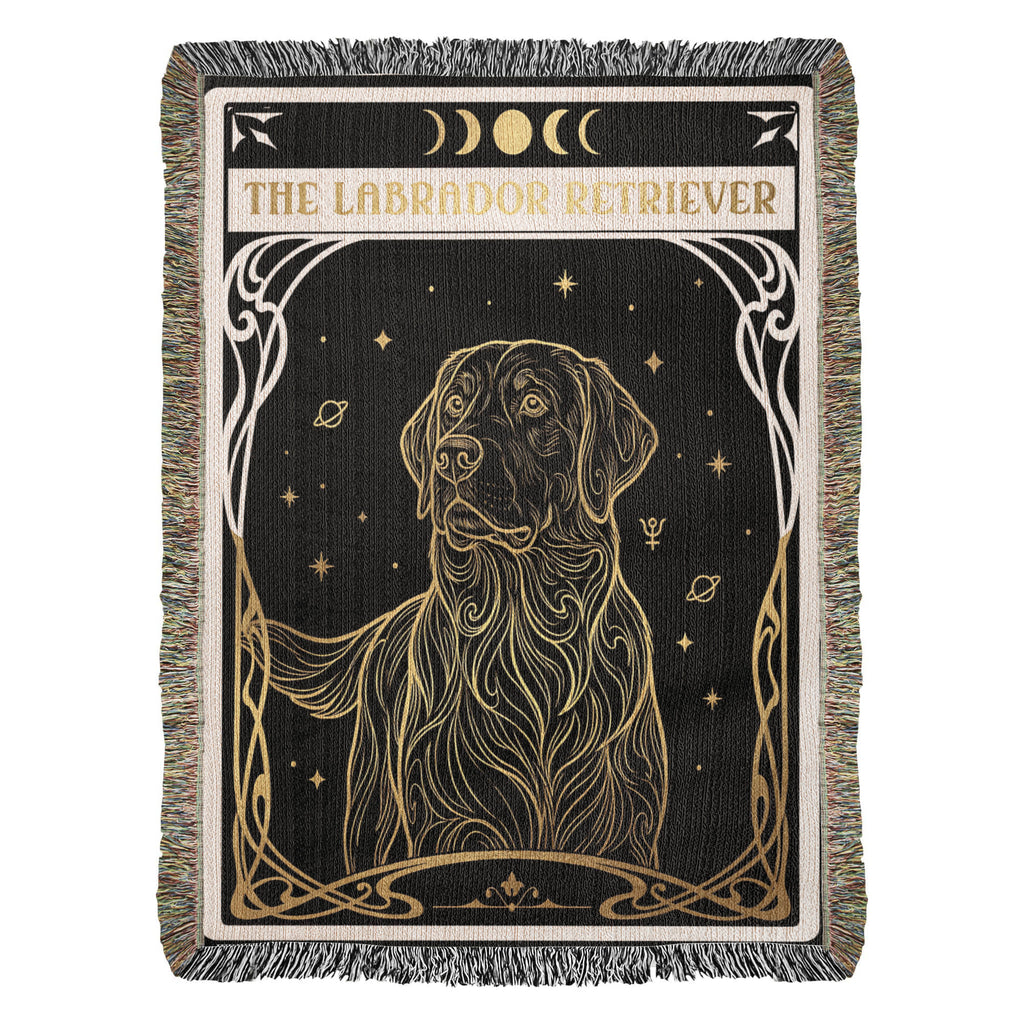 🐾 Woven blanket tarot card - Labrador Retriever Golden Headshot