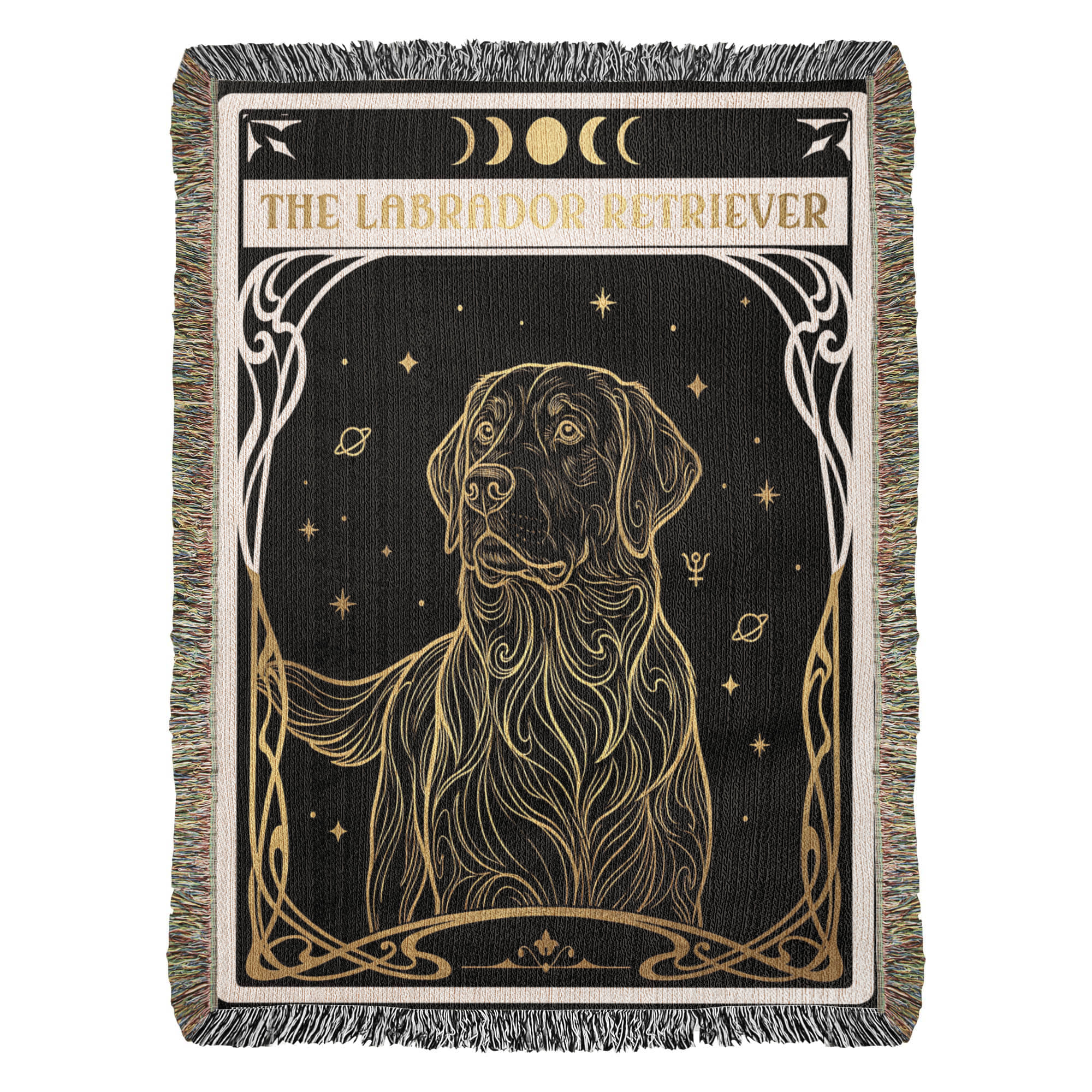 🐾 Woven blanket tarot card - Labrador Retriever Golden Headshot