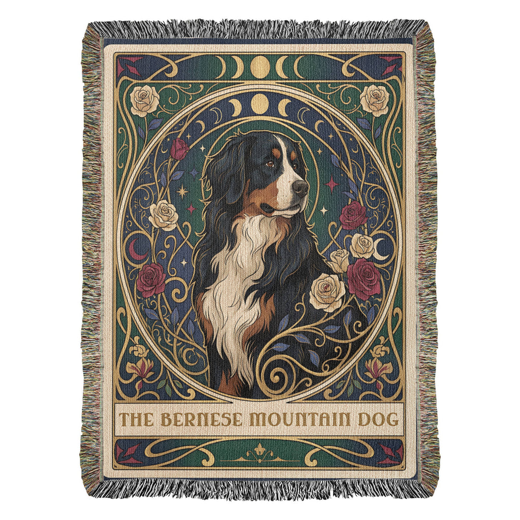 🐾 Woven Blanket Tarot Card - Bernese Mountain Dog - Stained Glass