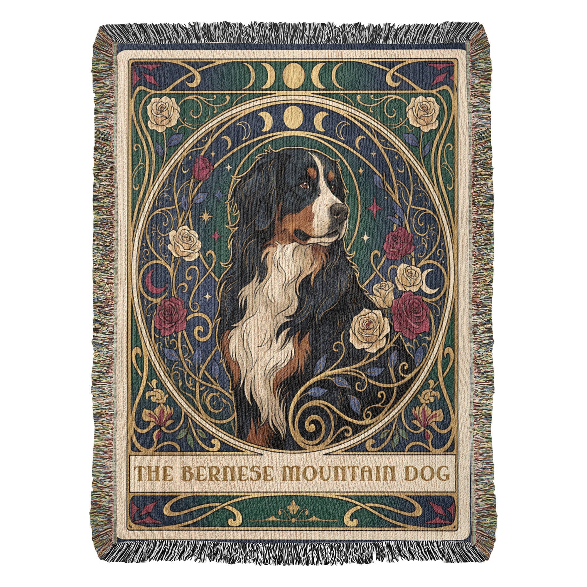 🐾 Woven Blanket Tarot Card - Bernese Mountain Dog - Stained Glass
