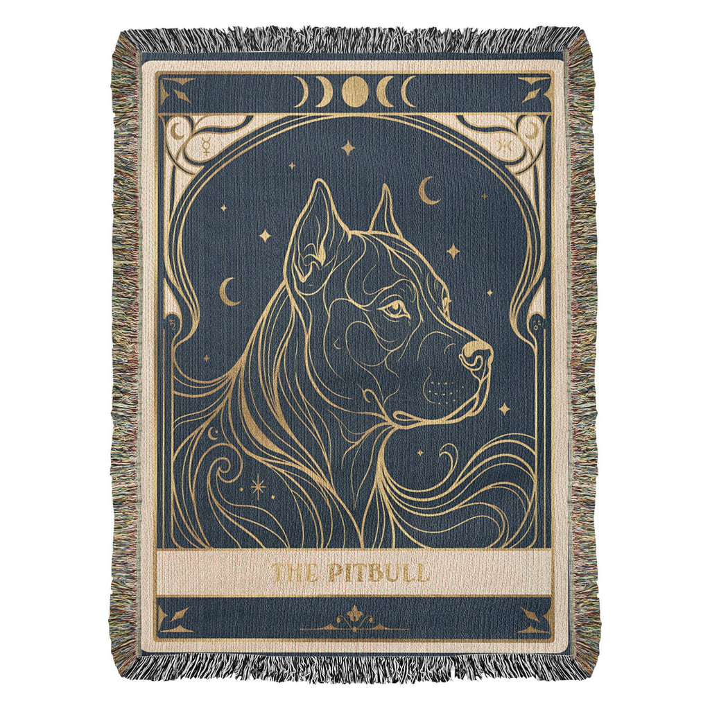 🐾 Woven Blanket Tarot Card- Pitbull Celestial Side profile