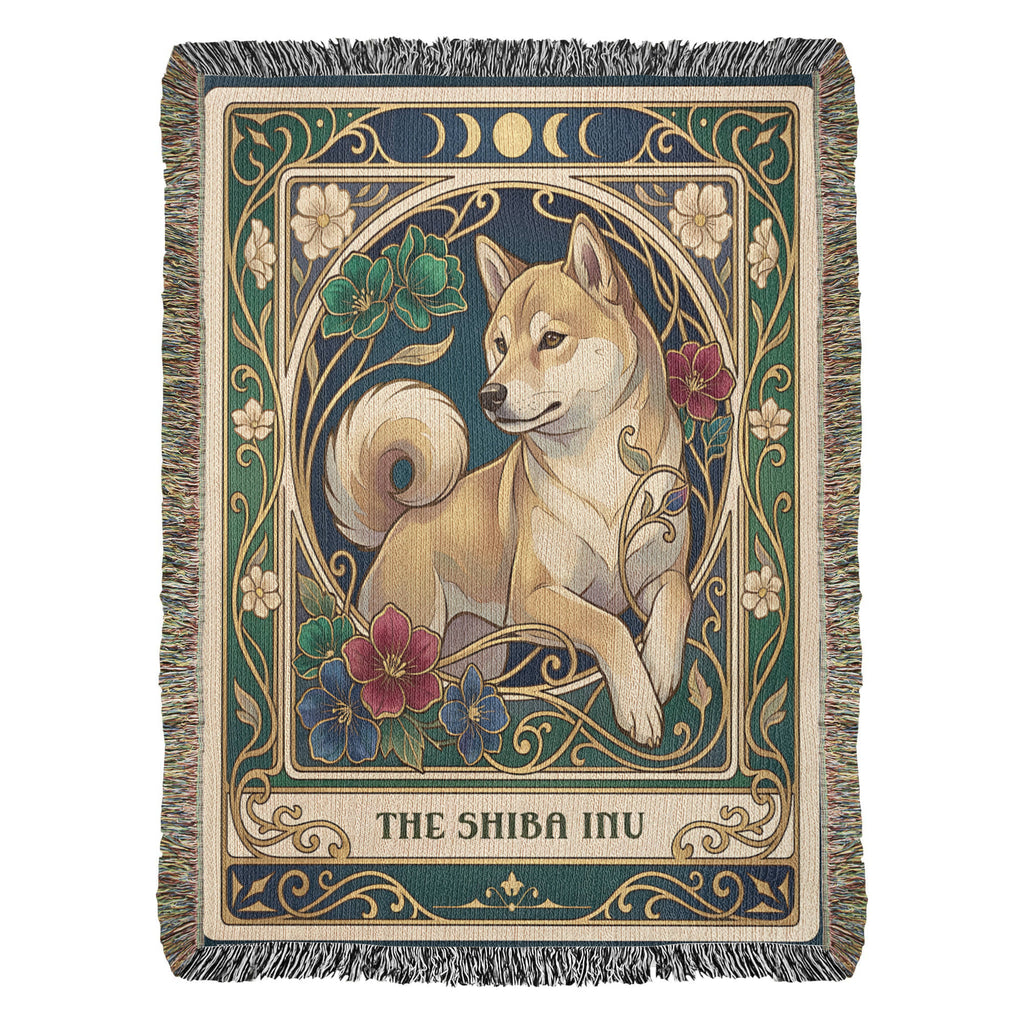 🐾 Woven Blanket Tarot Card - Shiba Imu Stained Glass