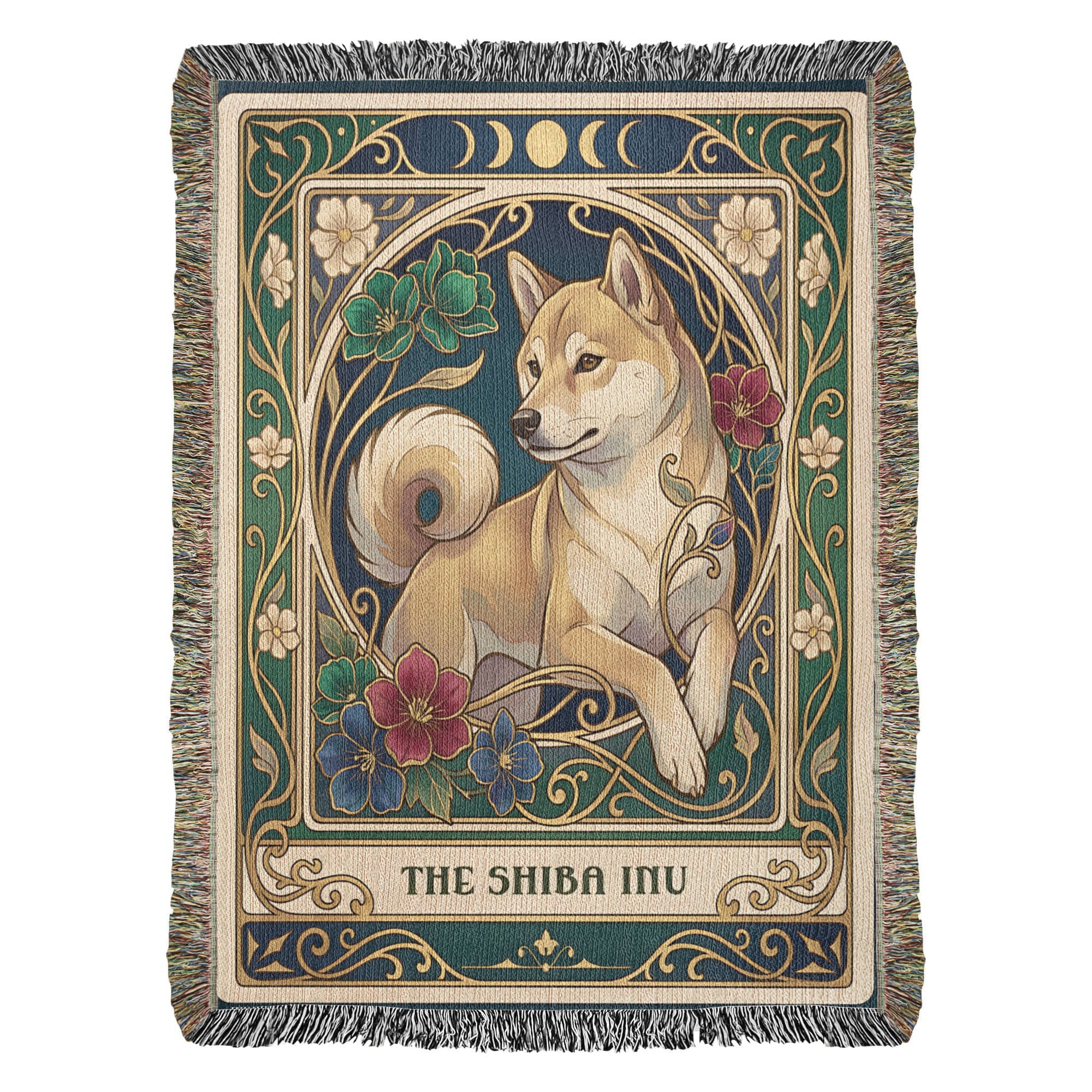 🐾 Woven Blanket Tarot Card - Shiba Imu Stained Glass