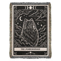 🐾 Woven Blanket Tarot Card Pomeranian Black and White