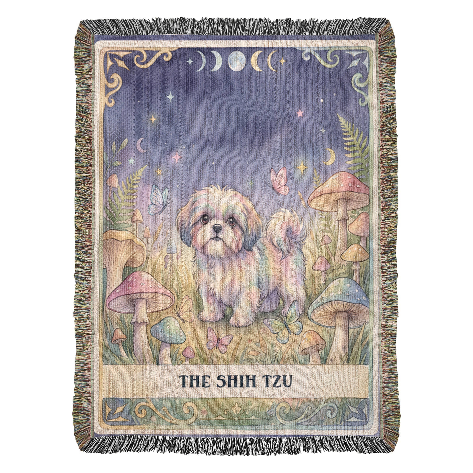 🐾 Woven Blanket Tarot Card - Shih Tzu Cottage Core