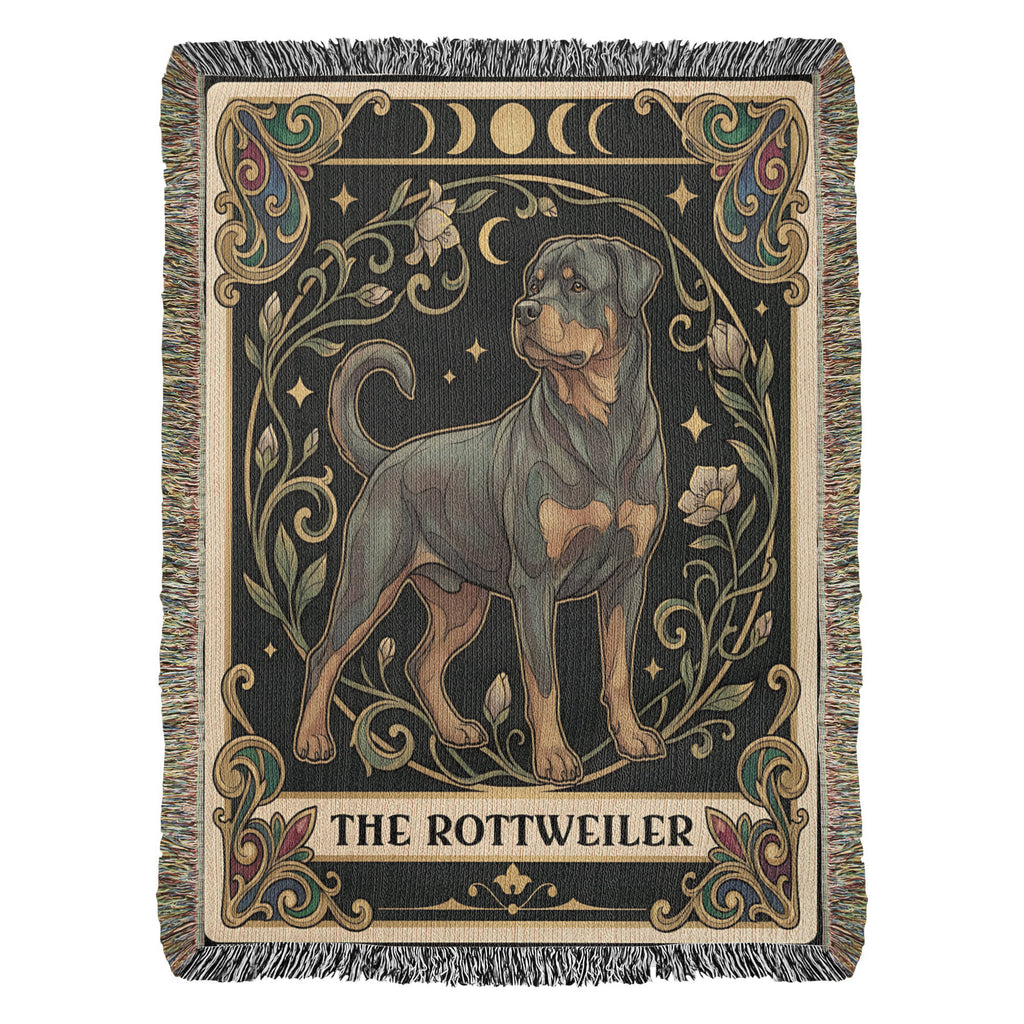 🐾 Woven Blanket Tarot Card - Rottweiler B&W II