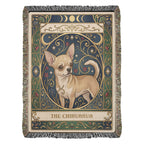 🐾 Woven Blanket Tarot Card - Chihuahua Golden Flowers
