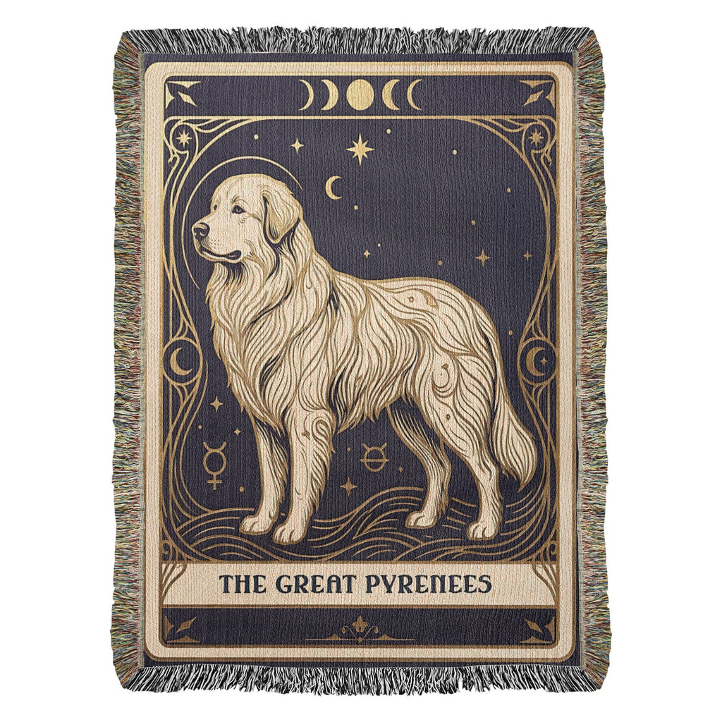 🐾 Woven Blanket Tarot Card - Great Pyrenees Celestial