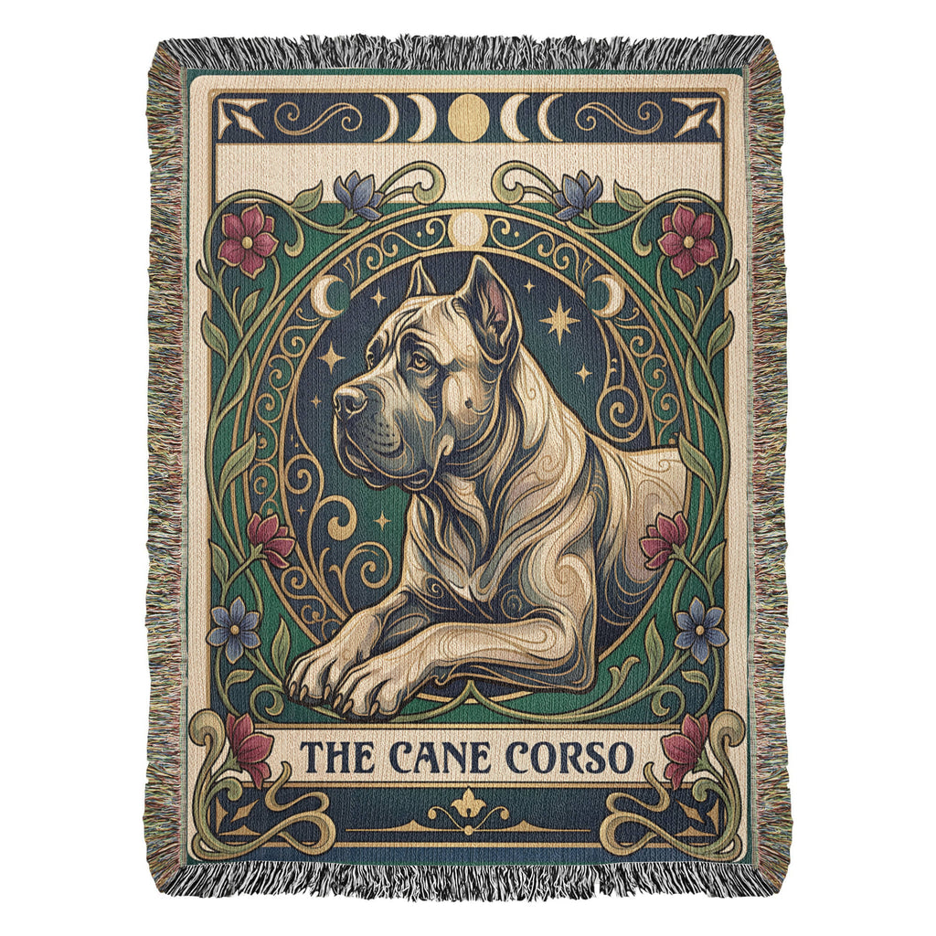 🐾 Woven Blanket Tarot Card - Cane Corso Stained Glass