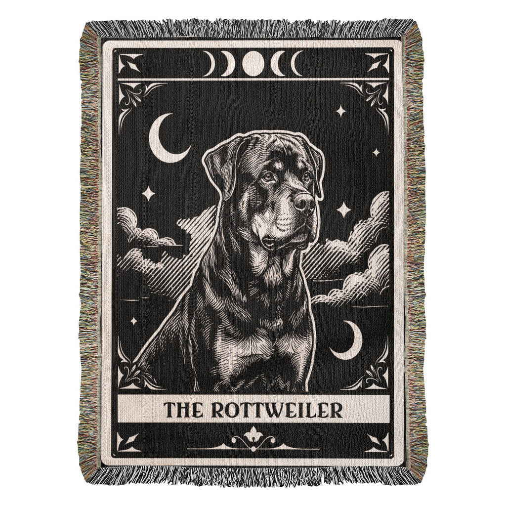 🐾 Woven Blanket Tarot Card - Rottweiler B&W
