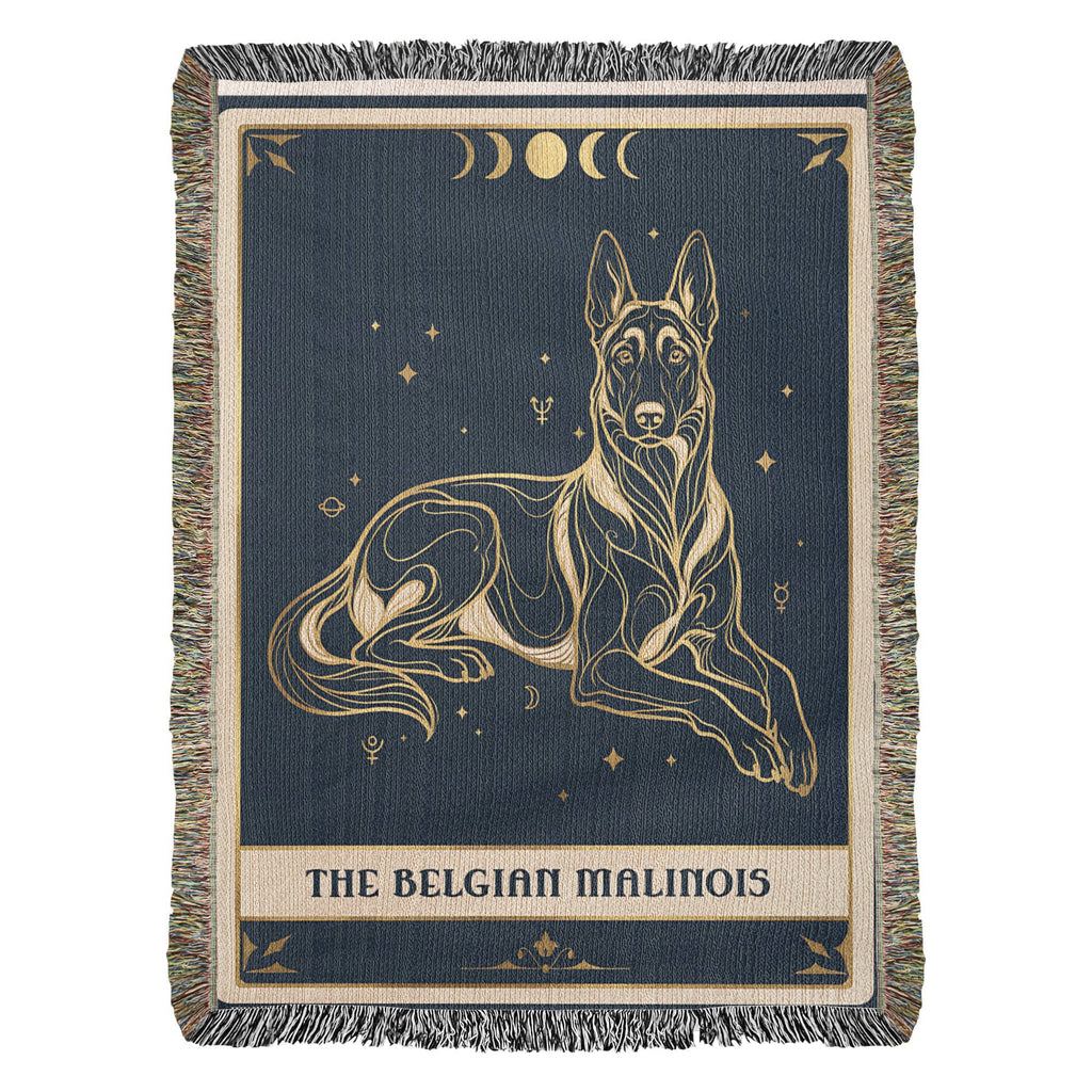 🐾 Woven Blanket Tarot Card - Belgian Malinois Celestial