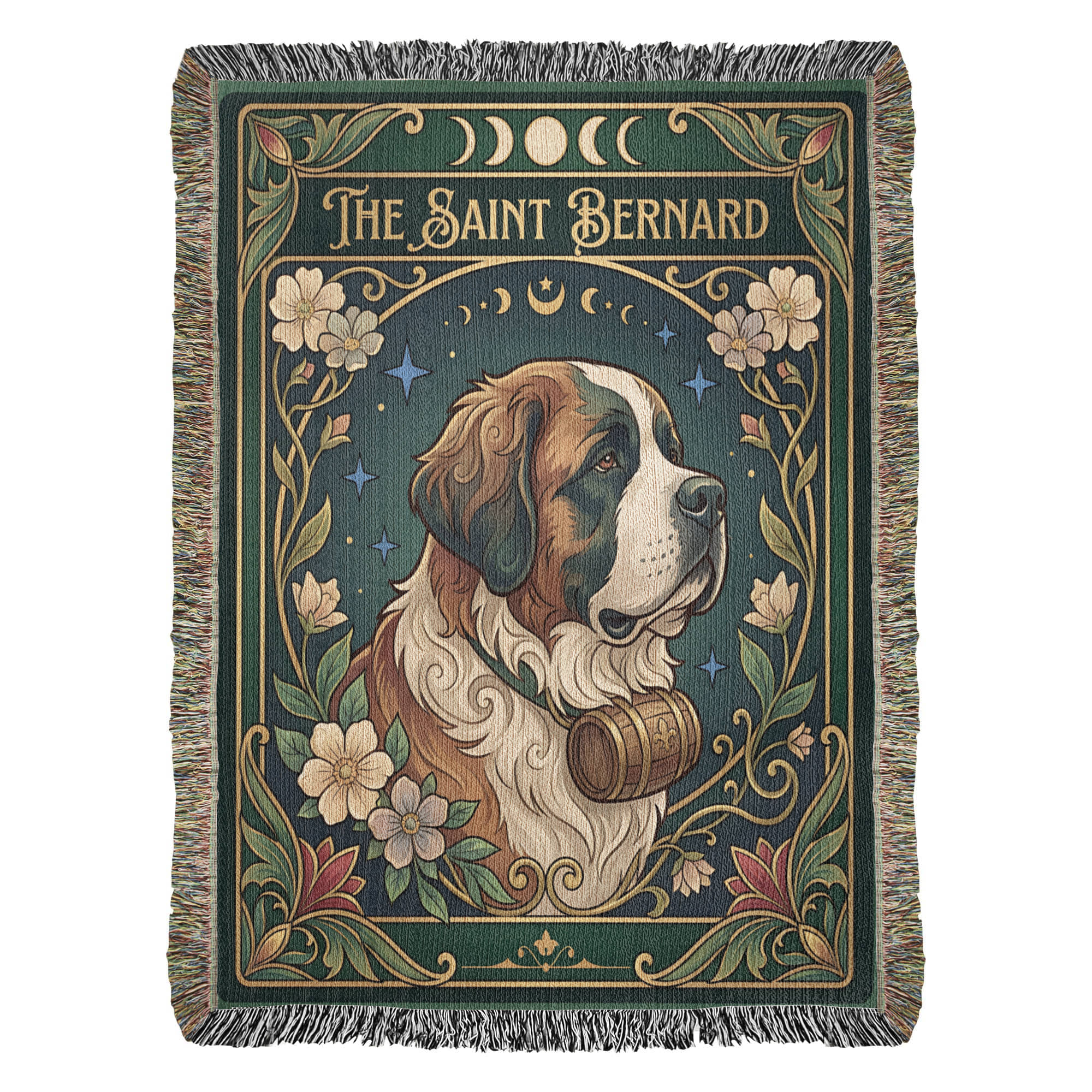 🐾 Woven Blanket Tarot Card - Saint Bernard Green