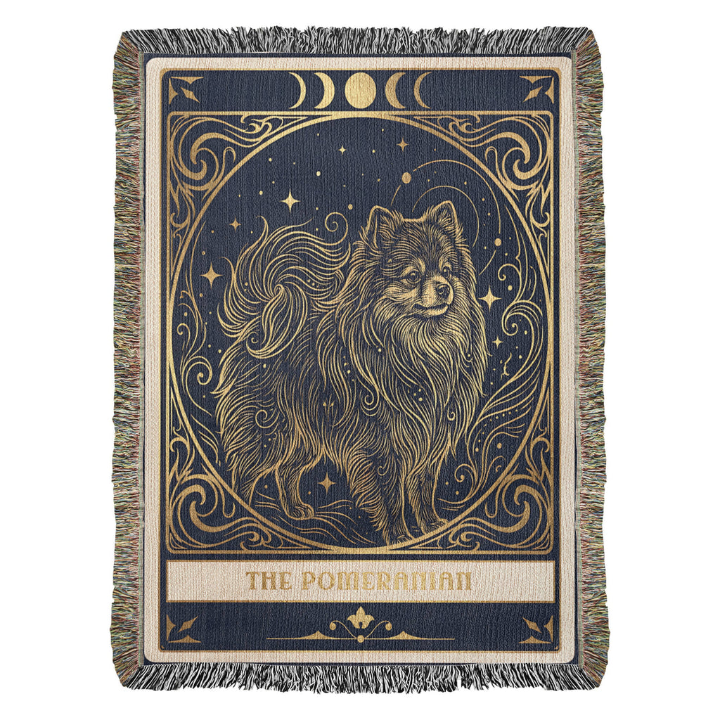 🐾 Woven Blanket Tarot Card Pomeranian Gold & Black