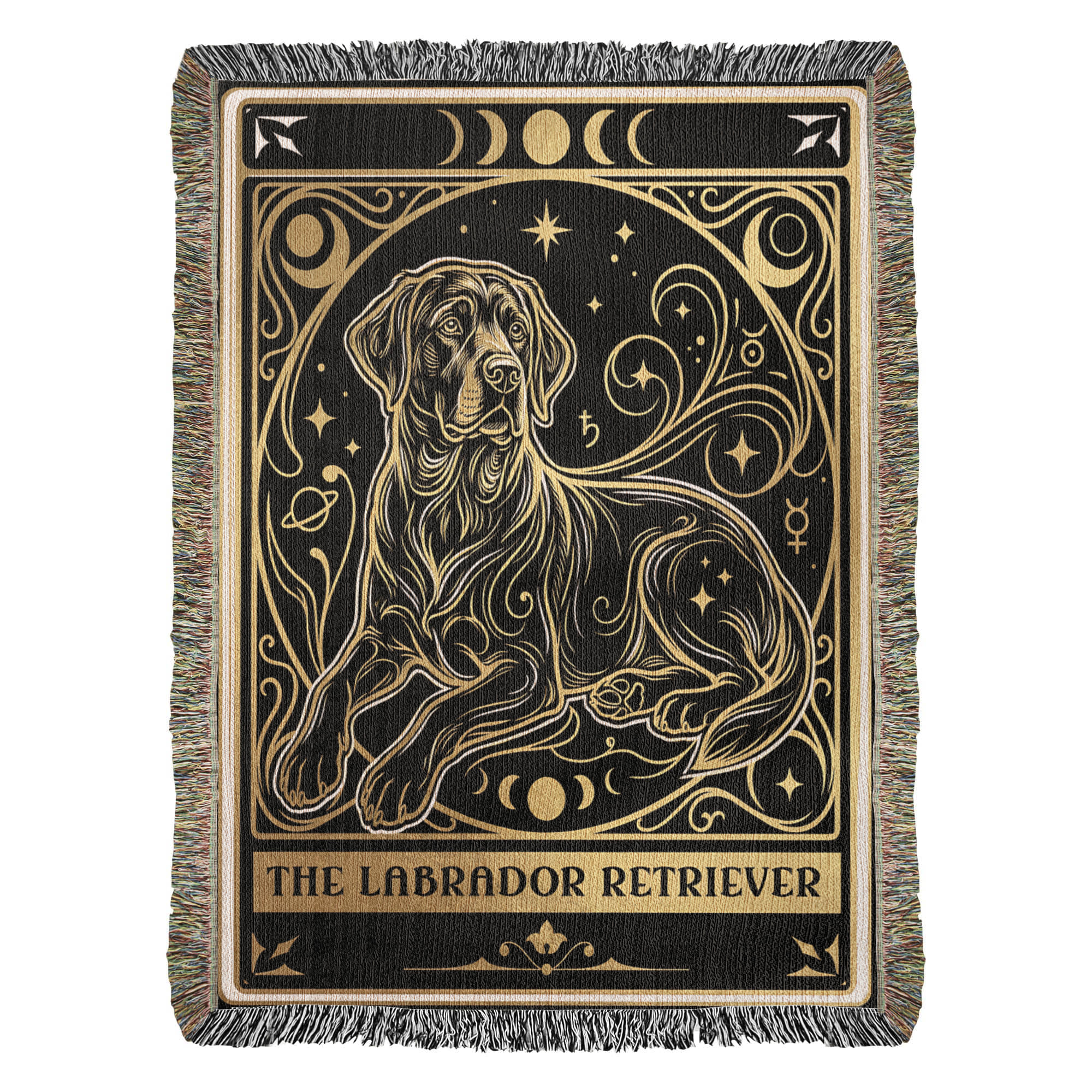 🐾 Woven Blanket tarot card - Labrador Retriever Gold & Black
