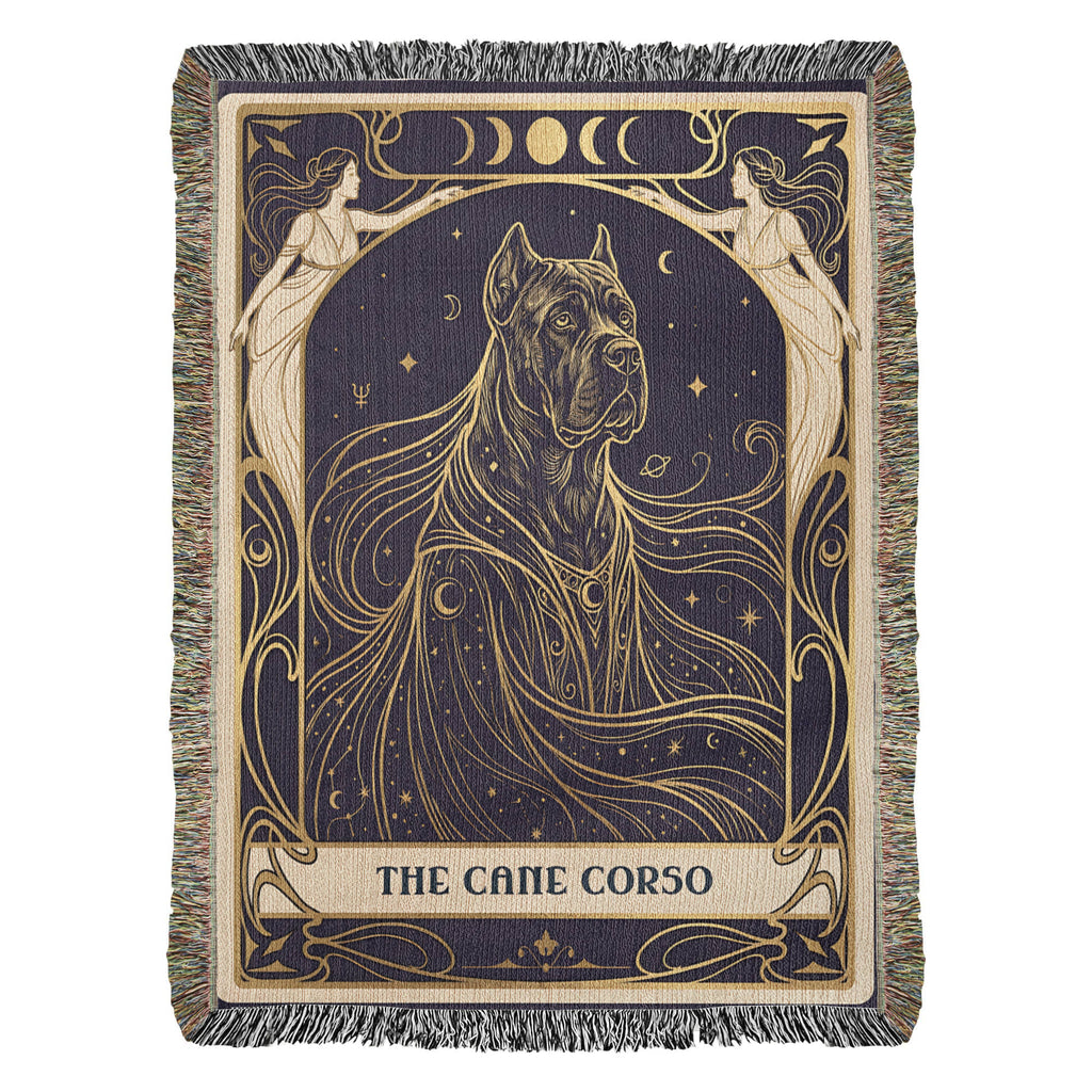 🐾 Woven Blanket Tarot Card - Cane Corso Celestial