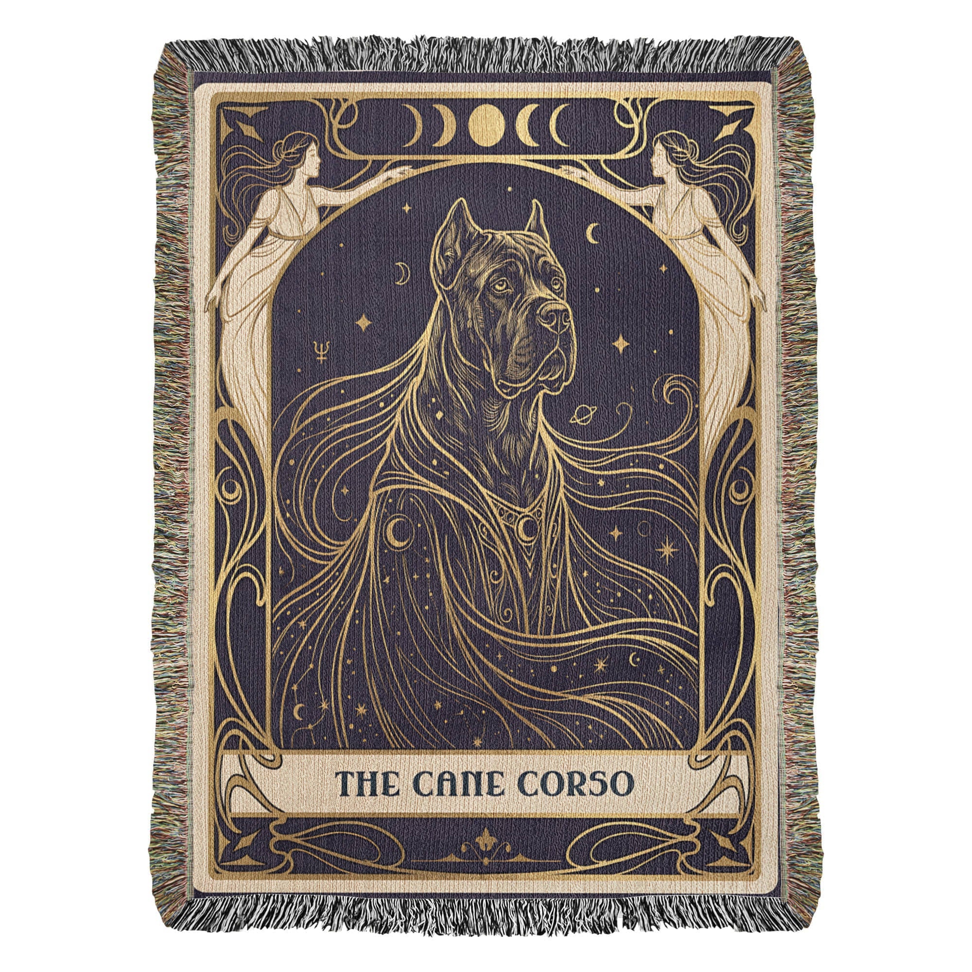 🐾 Woven Blanket Tarot Card - Cane Corso Celestial