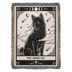 🐾 Woven Blanket Tarot Card - Shiba Imu B&W