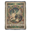 🐾 Woven Blanket Tarot Card - Border Collie Green & Gold