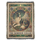 🐾 Woven Blanket Tarot Card - Border Collie Green & Gold