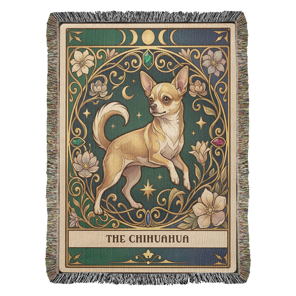 🐾 Woven Blanket Tarot Card - Chihuahua Jeweled addition
