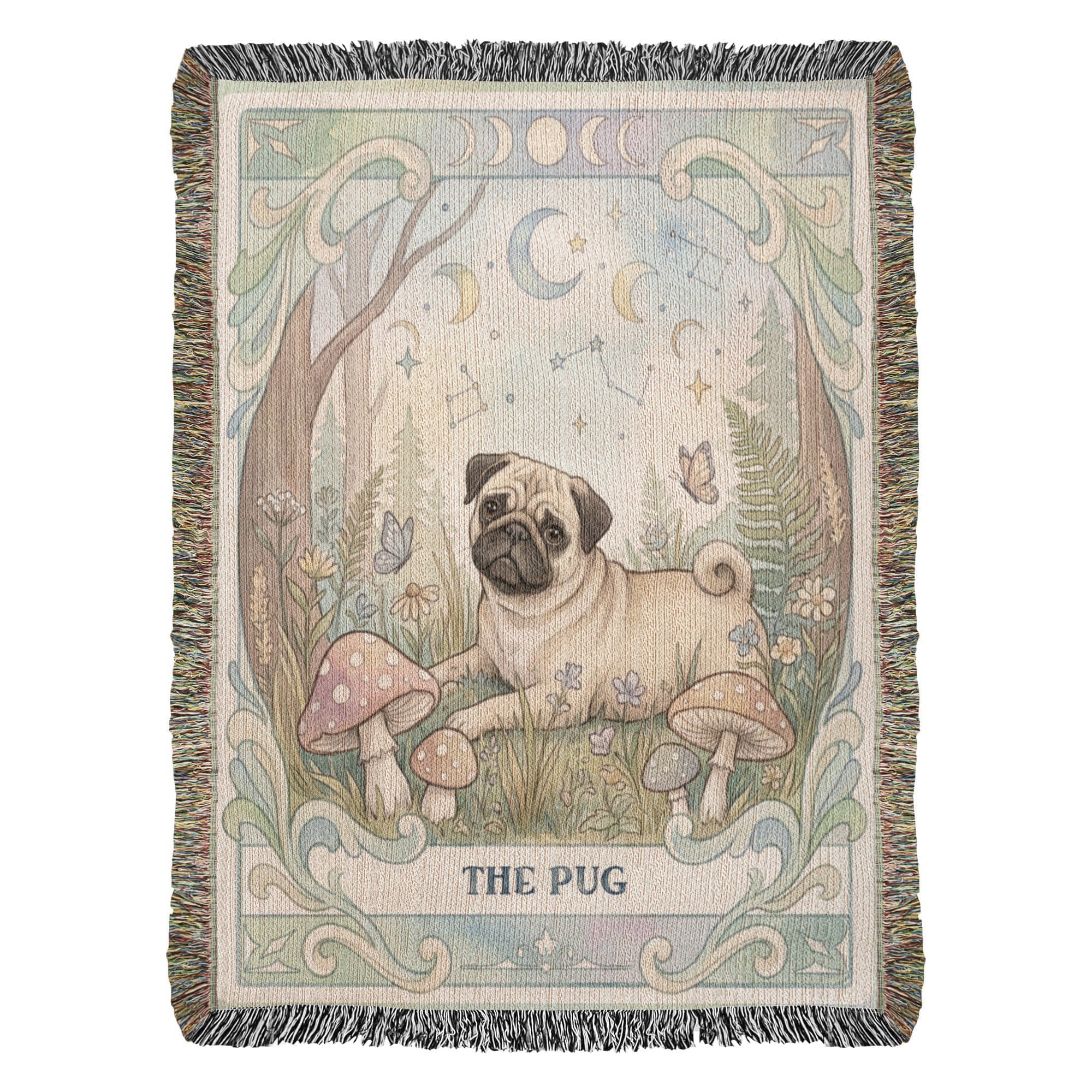 🐾 Woven Blanket Tarot Card - Pug Cottage Core