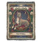 🐾 Woven Blanket Tarot Card - Pitbull laying with flowers