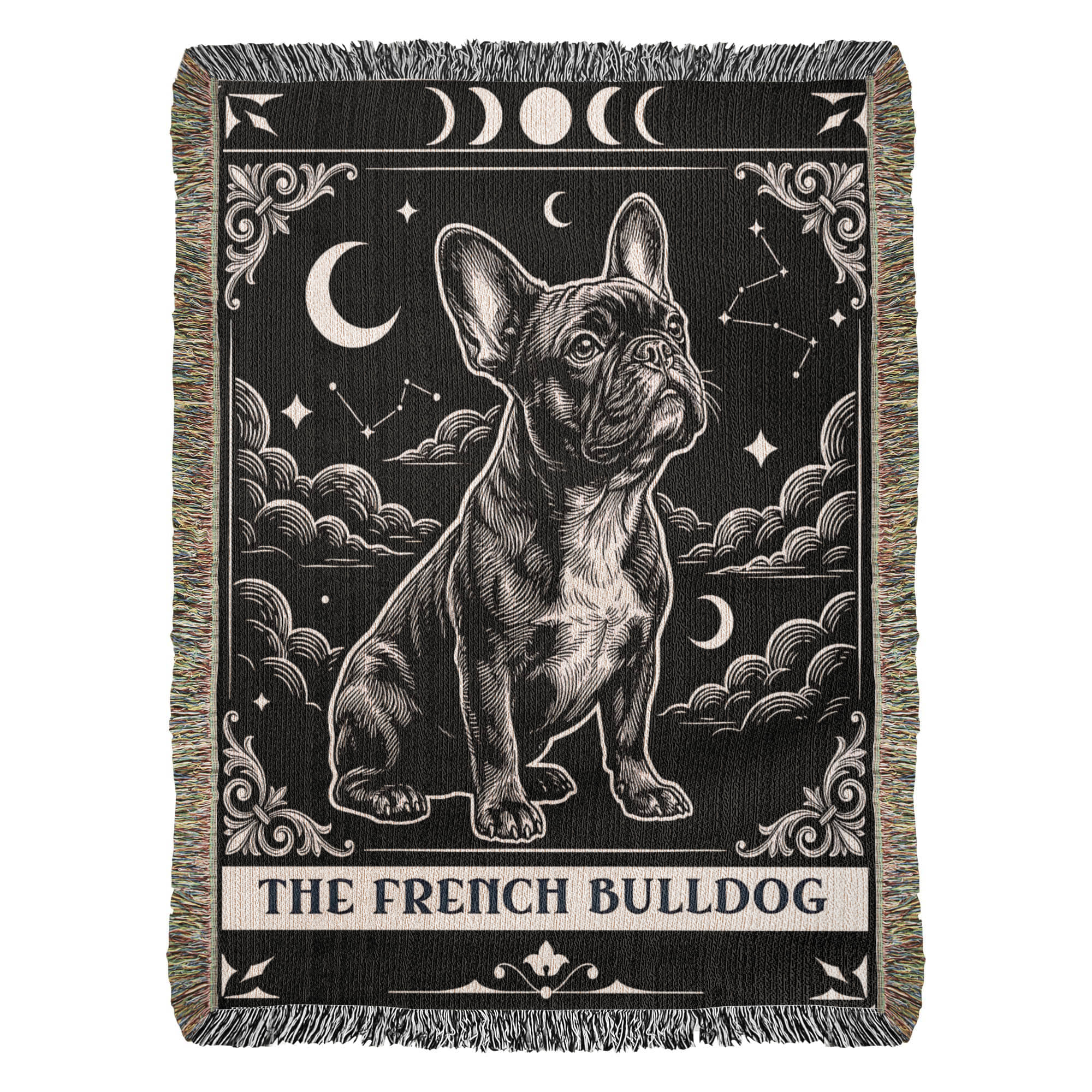 🐾 Woven Blankets Tarot Card - French Bulldog Crescent Moon