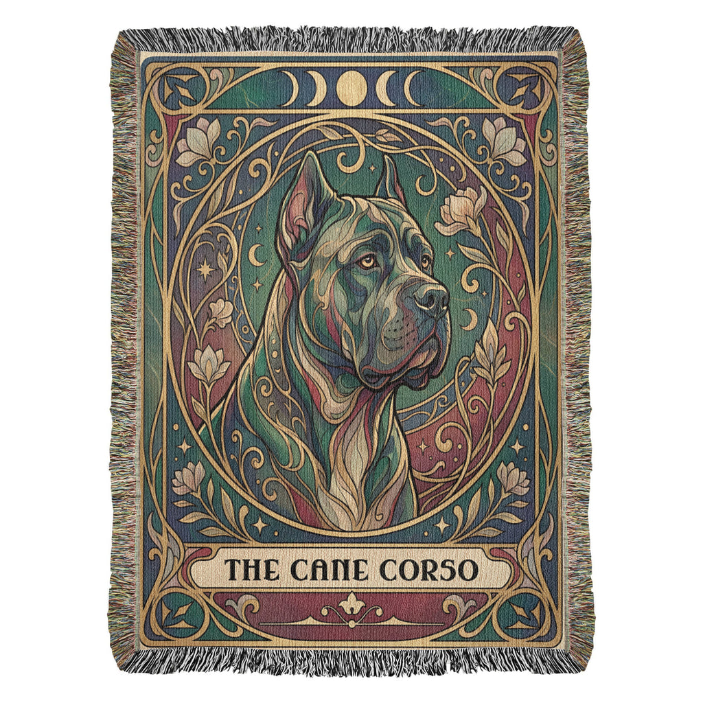 🐾 Woven Blanket Tarot - Cane Corso Gold Flowers