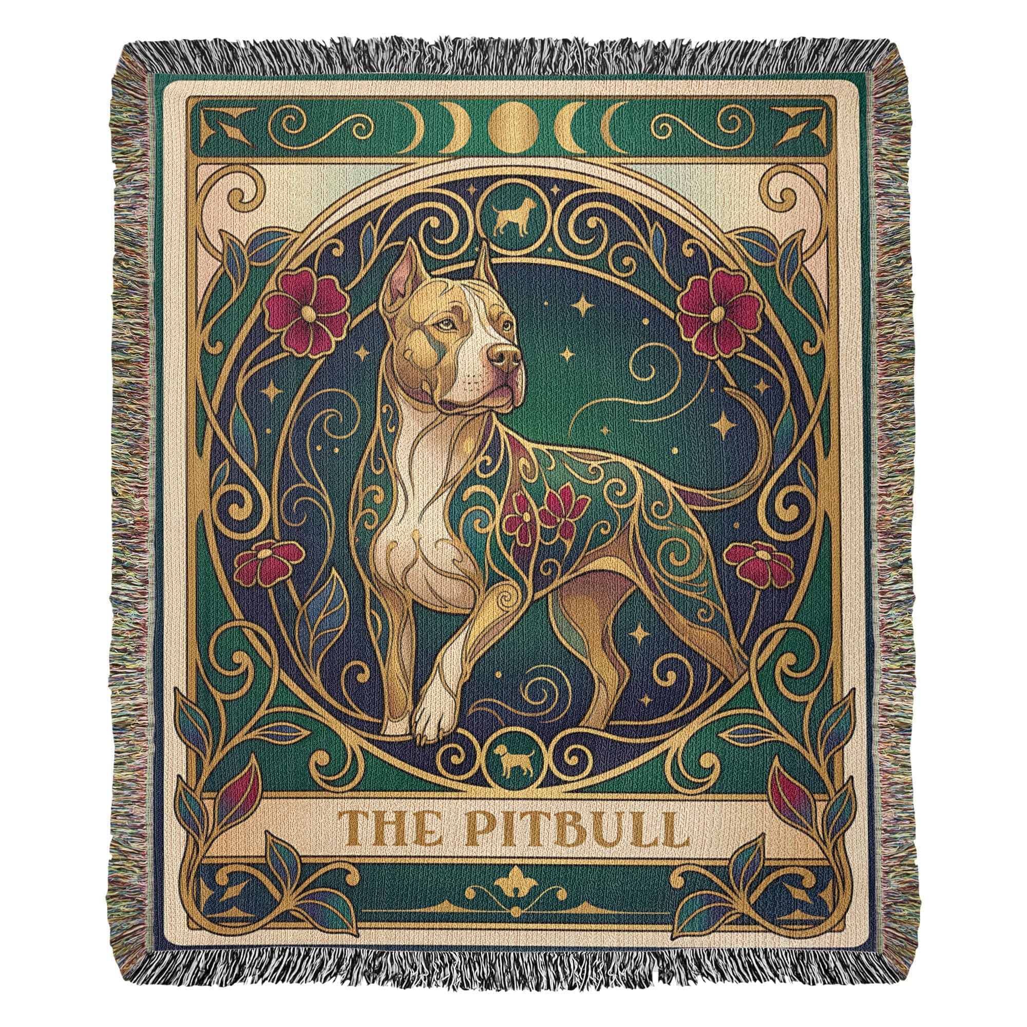 🐾 Tarot Card Woven Blanket - Pitbull Stained Glass