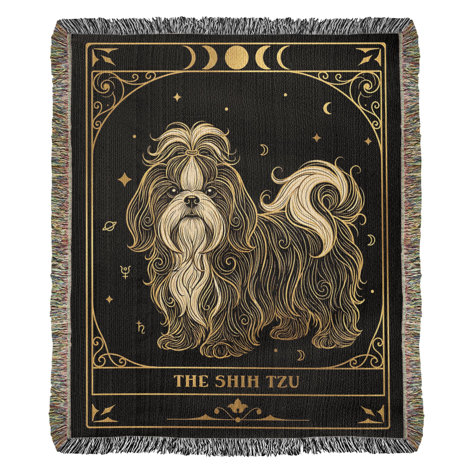 🐾  Woven Blanket Tarot Card - Shih Tzu Black and Gold
