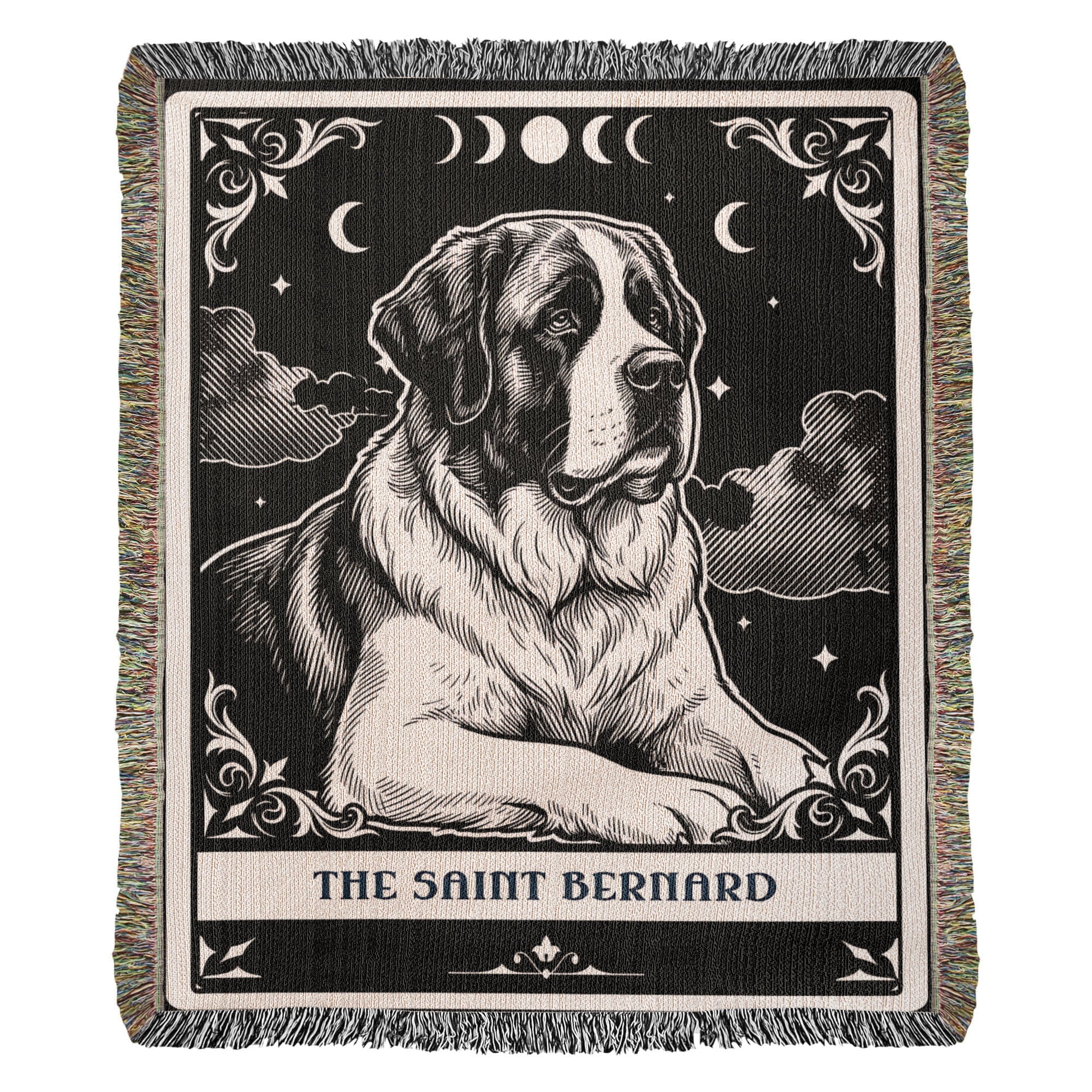 🐾 Woven Blanket Tarot Card - Saint Bernard Black & White