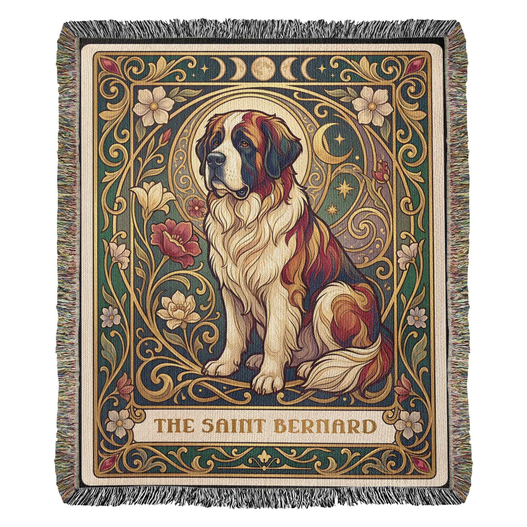 🐾 Woven Blanket Tarot Card Saint Bernard Roses