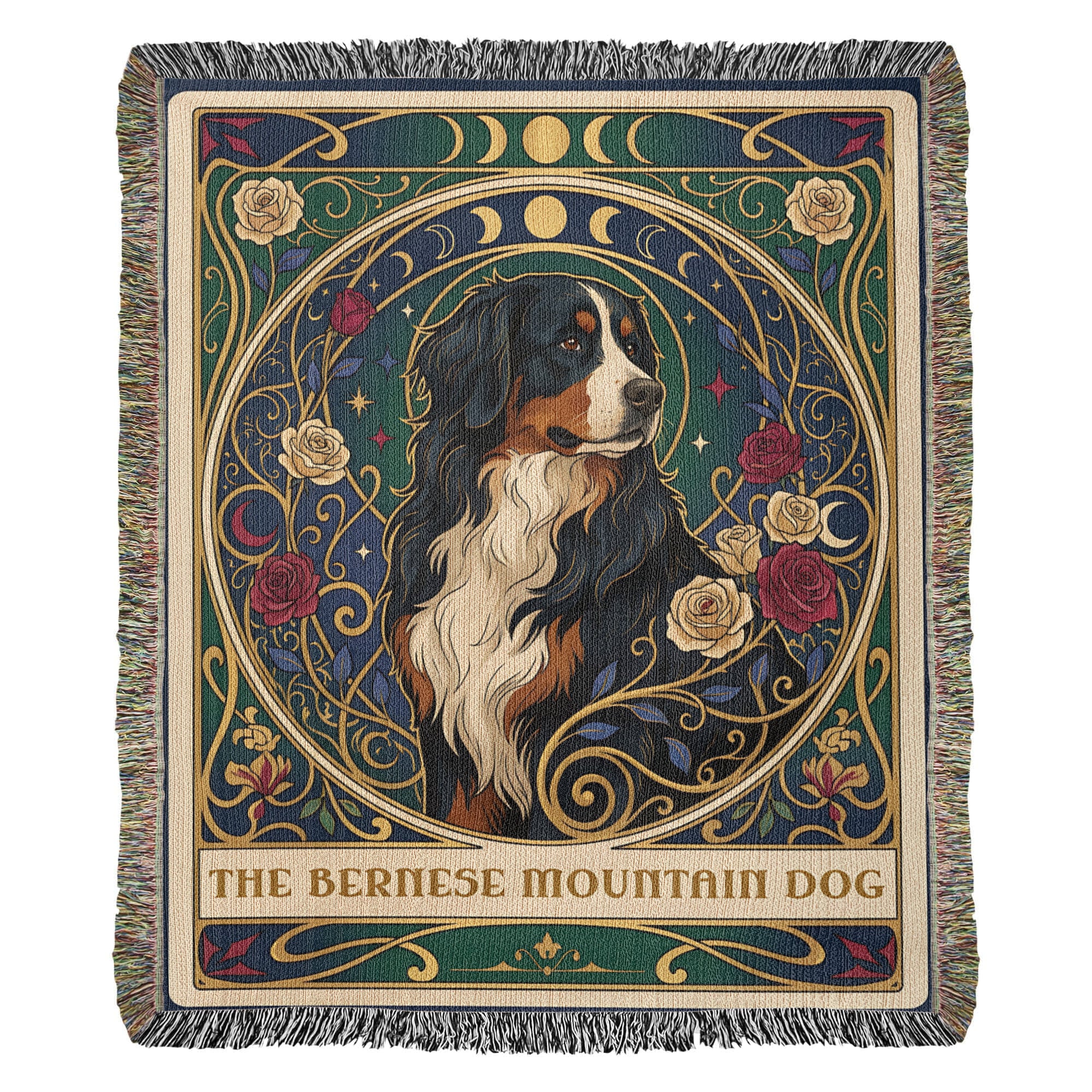 🐾 Woven Blanket Tarot Card - Bernese Mountain Dog - Stained Glass