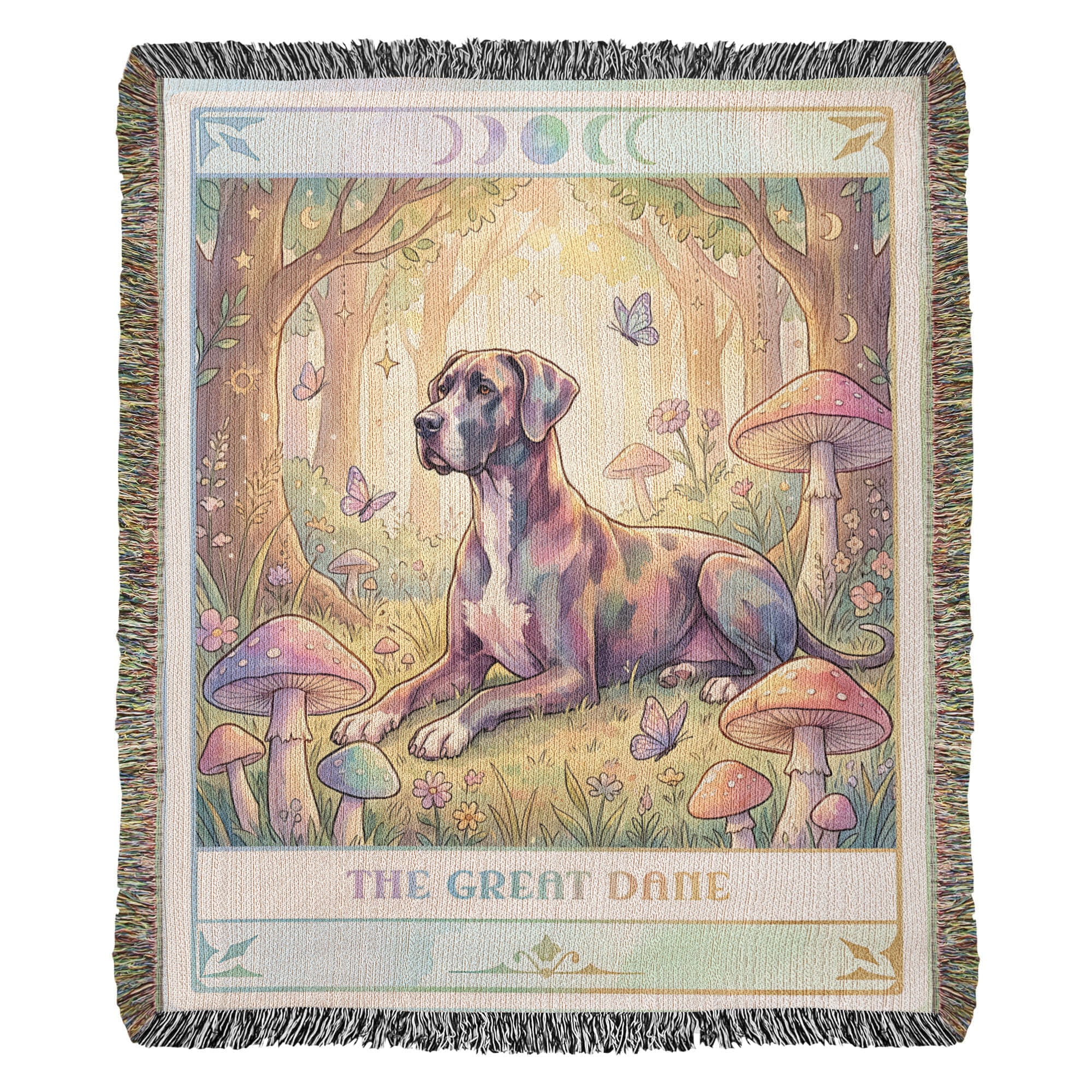 🐾 Woven Blanket Tarot Card - Great Dane Cottage Core