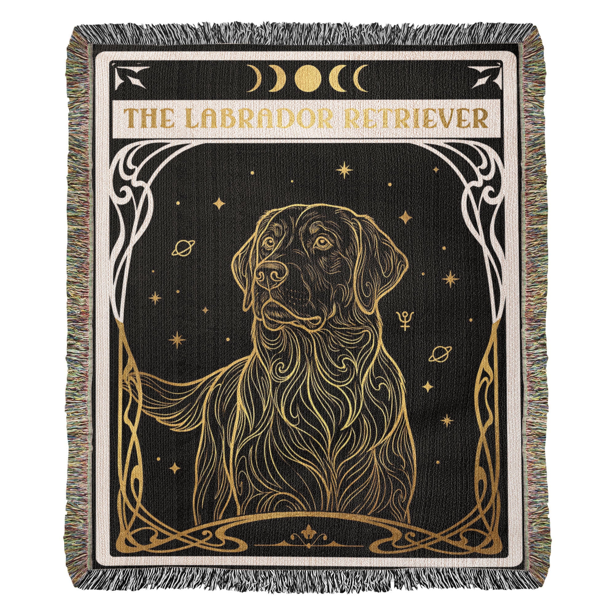🐾 Woven blanket tarot card - Labrador Retriever Golden Headshot