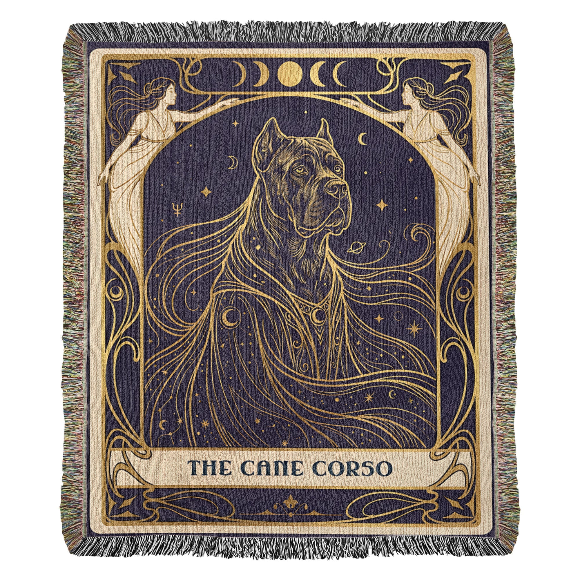 🐾 Woven Blanket Tarot Card - Cane Corso Celestial