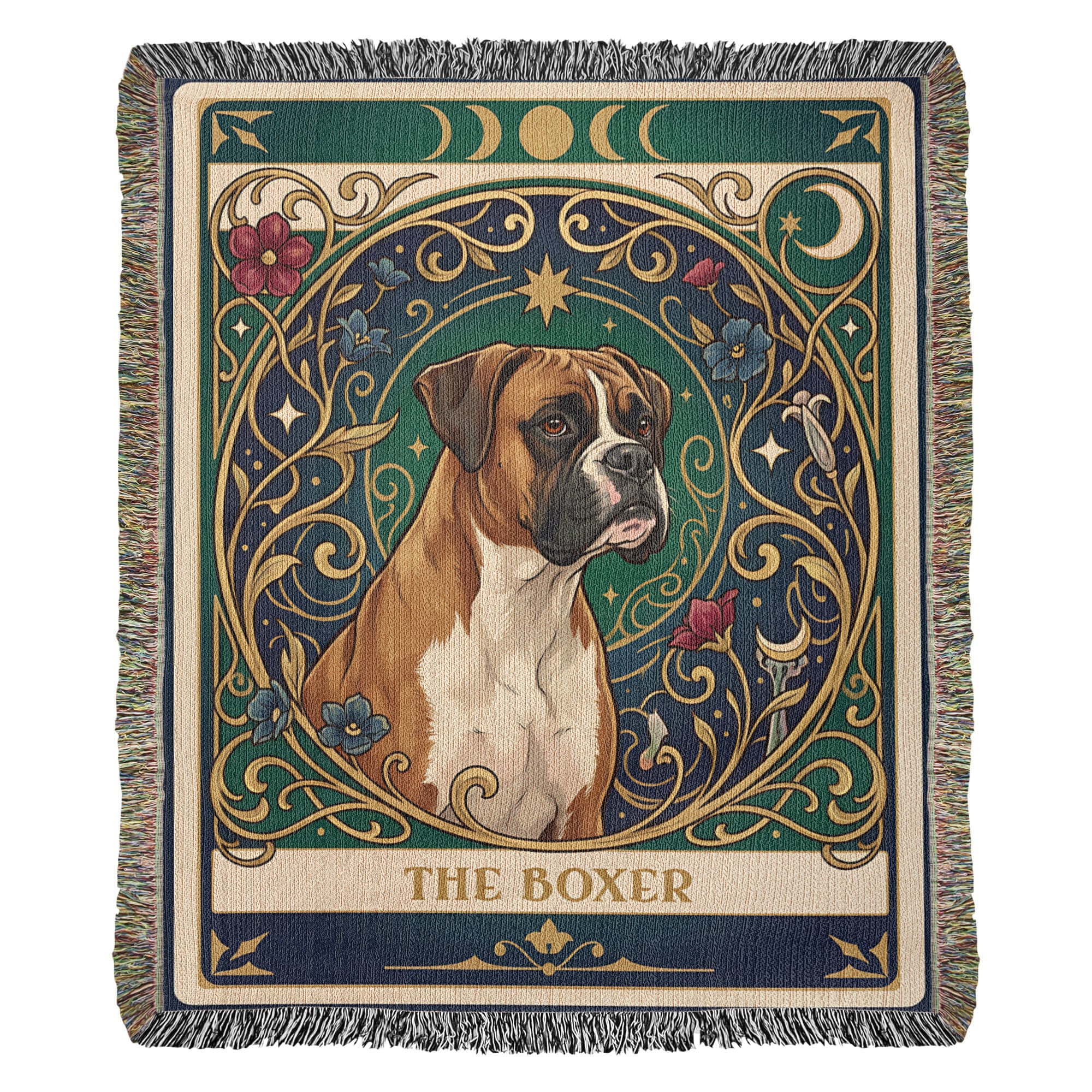 🐾 Woven Blanket Tarot Card - Boxer Portrait