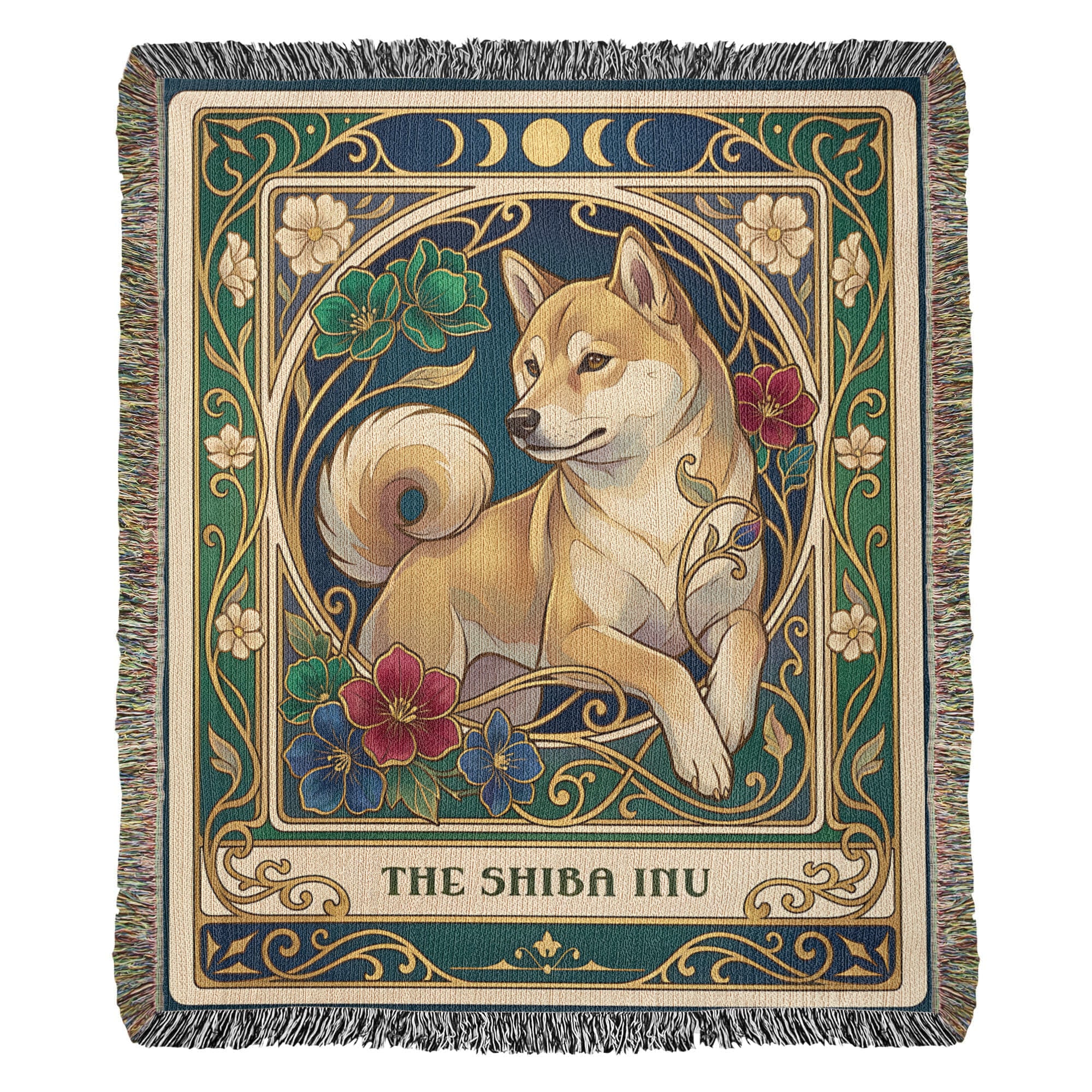 🐾 Woven Blanket Tarot Card - Shiba Imu Stained Glass