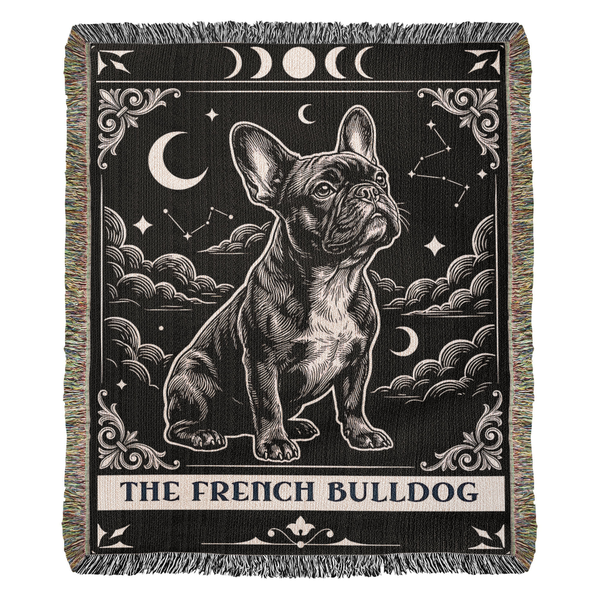 🐾 Woven Blankets Tarot Card - French Bulldog Crescent Moon