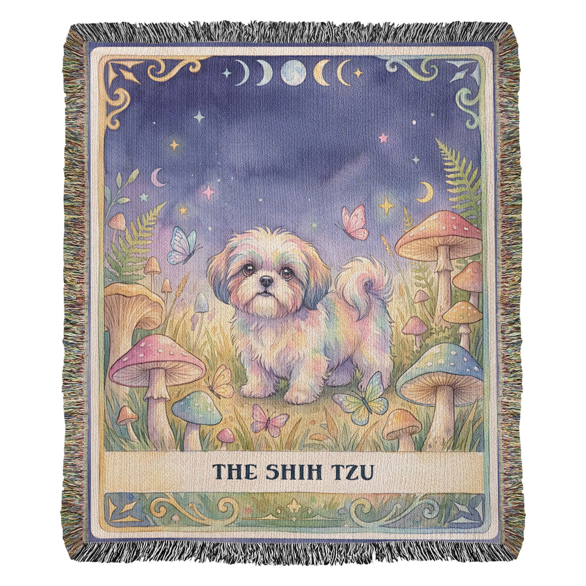 🐾 Woven Blanket Tarot Card - Shih Tzu Cottage Core