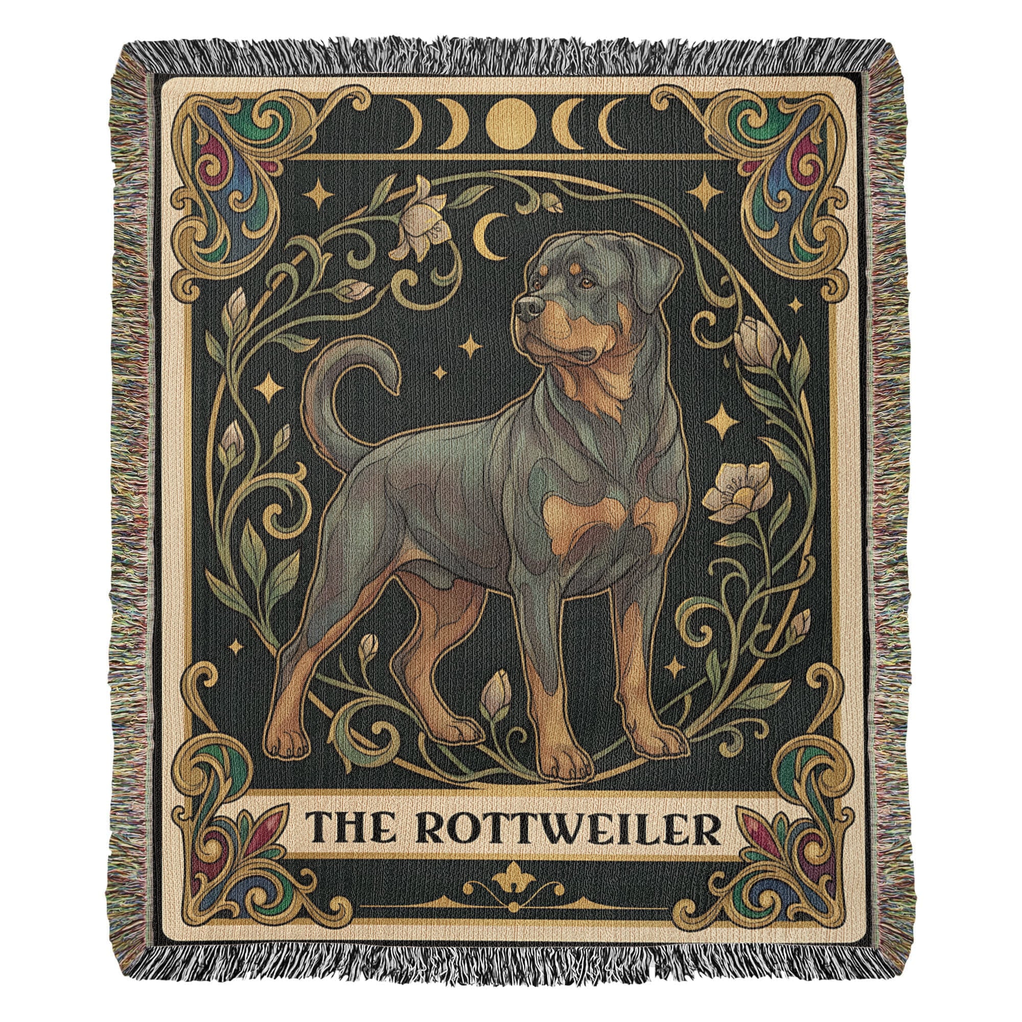 🐾 Woven Blanket Tarot Card - Rottweiler B&W II