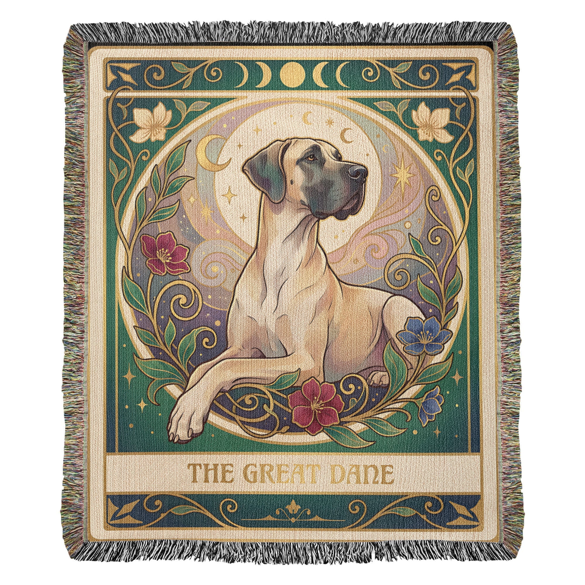 🐾 Woven Blanket Tarot Card - Great Dane Stained Glass