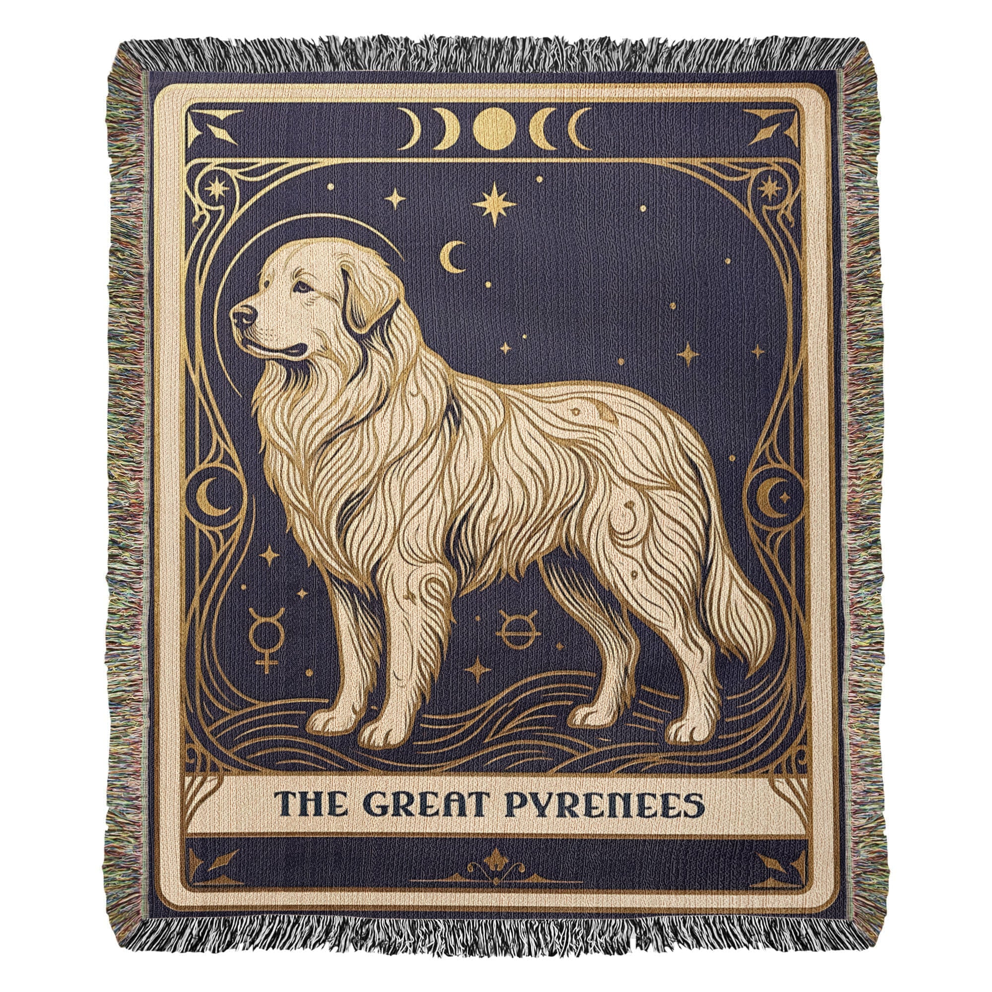 🐾 Woven Blanket Tarot Card - Great Pyrenees Celestial