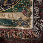 Pitbull Stained Glass Art Nouveau Tarot Woven Blanket - Heirloom Cotton Throw