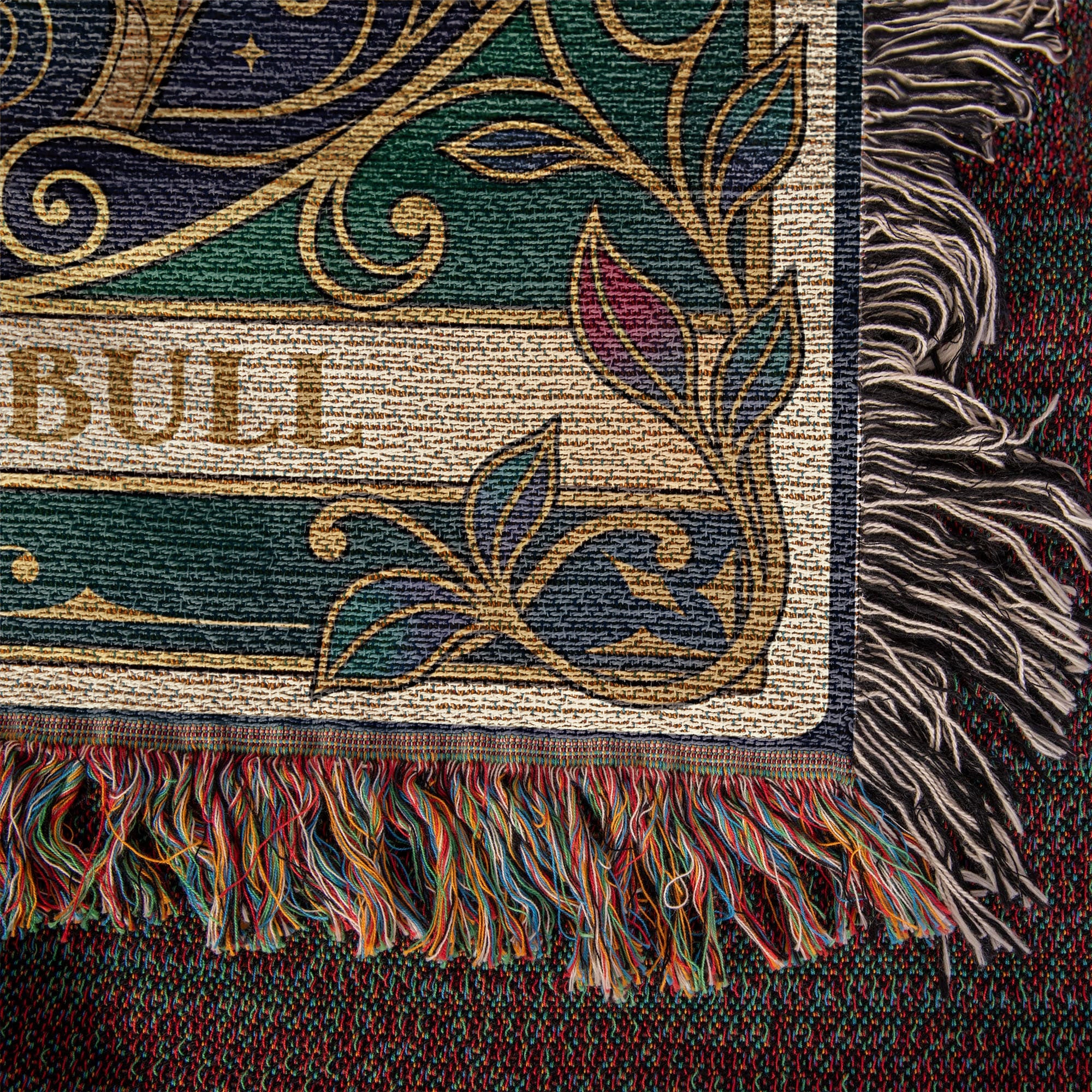 Pitbull Stained Glass Art Nouveau Tarot Woven Blanket - Heirloom Cotton Throw