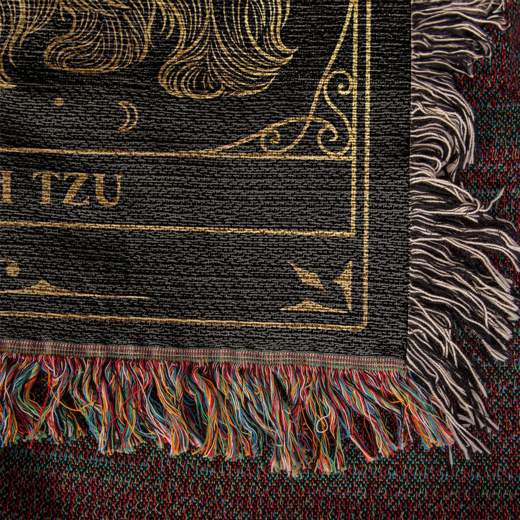 🐾  Woven Blanket Tarot Card - Shih Tzu Black and Gold