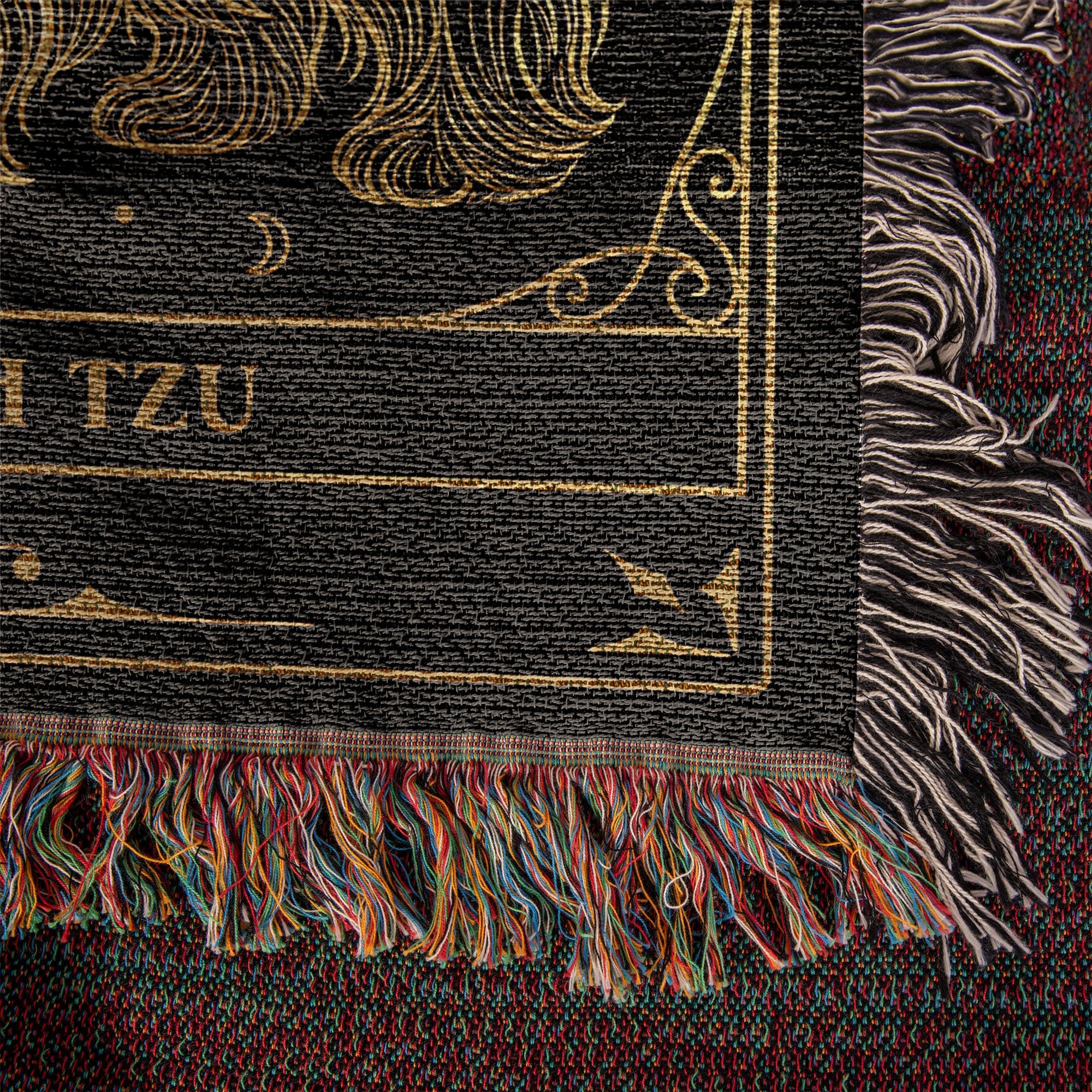 🐾  Woven Blanket Tarot Card - Shih Tzu Black and Gold